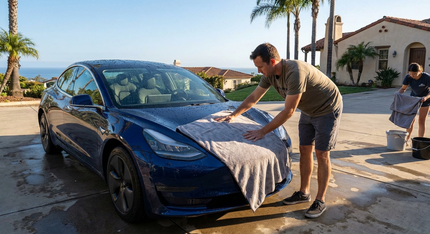 Proper car drying technique to avoid paint damage after washing
