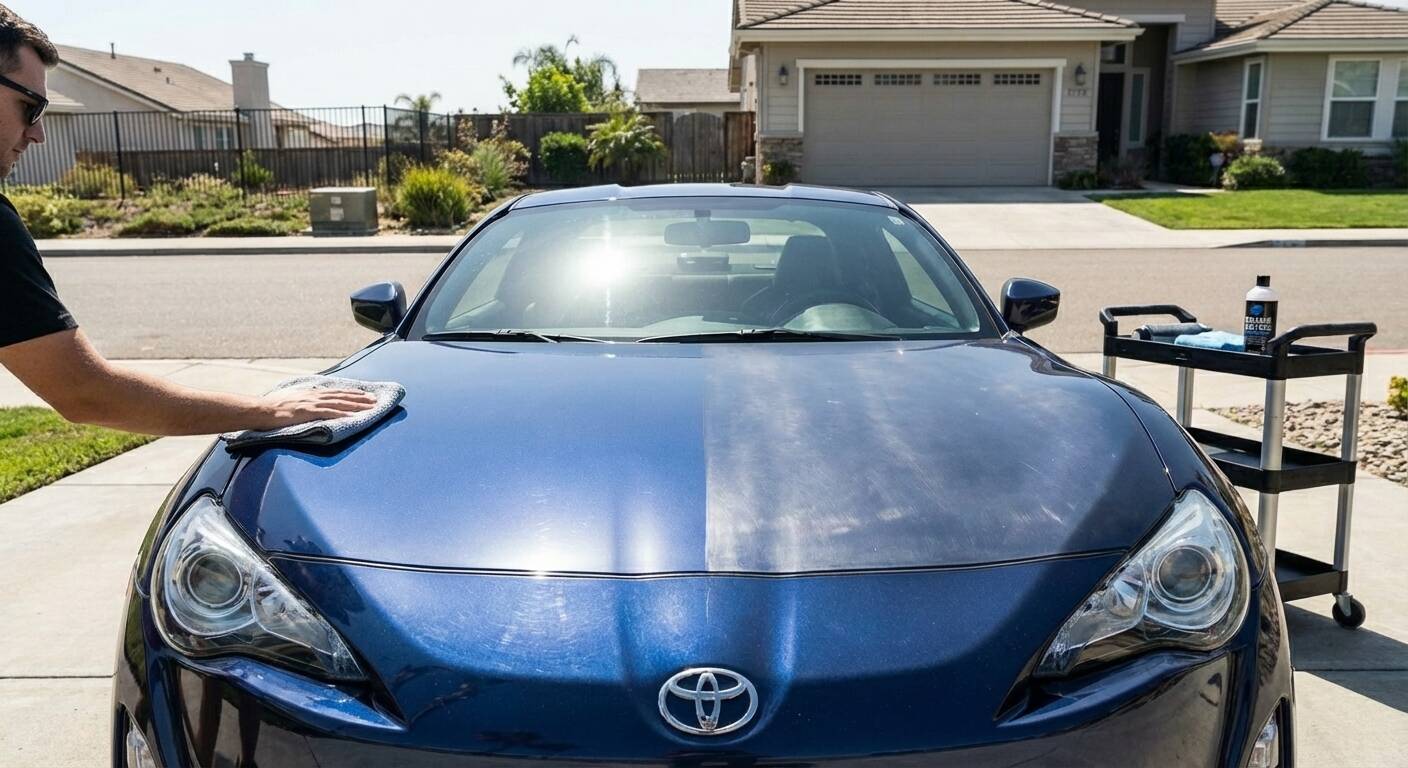 Ceramic coating protecting car paint from San Diego sun damage