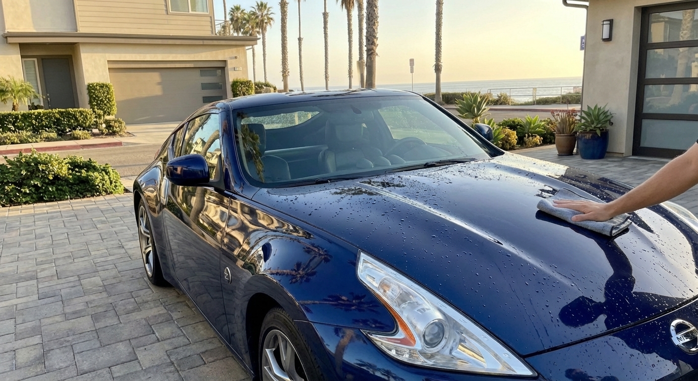 Ceramic coating makes car washing easier for San Diego drivers by repelling dirt and water